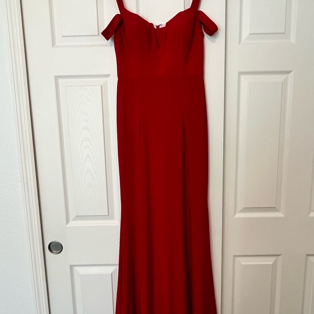 Xscape Red Off-Shoulder Maxi Dress